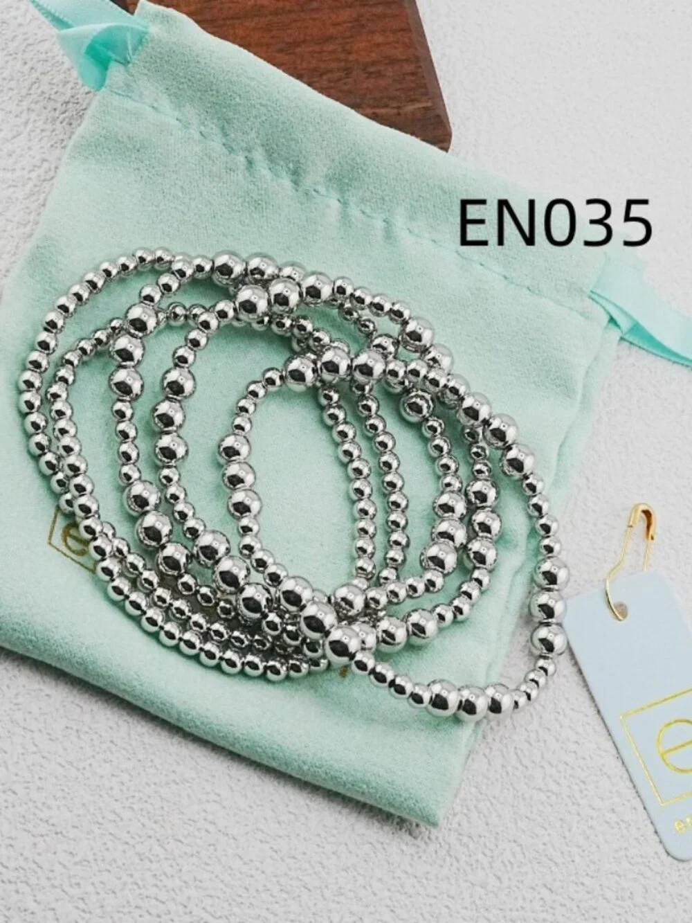 Enewton Platinum Bead Five-Piece Bracelet Set